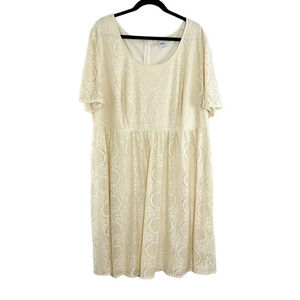 Asos Curve Cream Lace Midi Dress Women's Plus Size 24